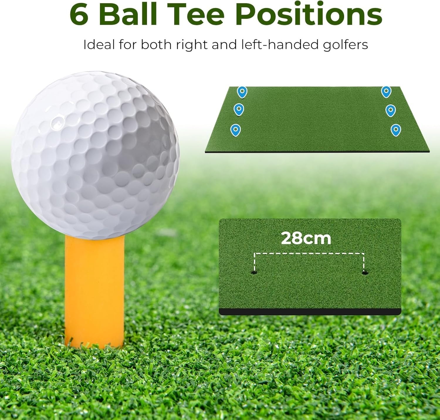 Golf Hitting Mat 5x4ft Practice Turf Alignment Sticks Rubber Tee Indoor