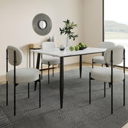 Marble Dining Table Set 120cm with 4 Boucle Chairs Modern Compact Luxe