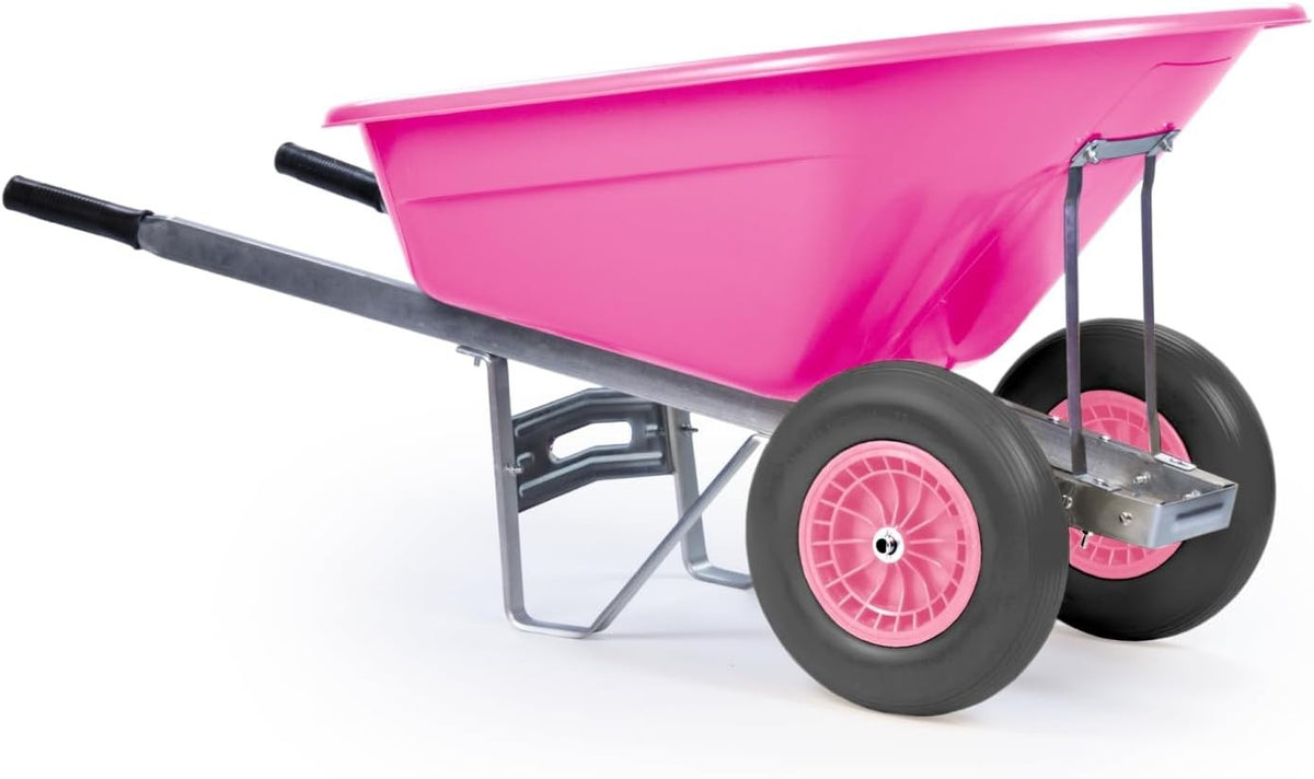 160L 2-Wheel Garden Wheelbarrow – Pink – Flat-Free Tyres Heavy Duty 130kg