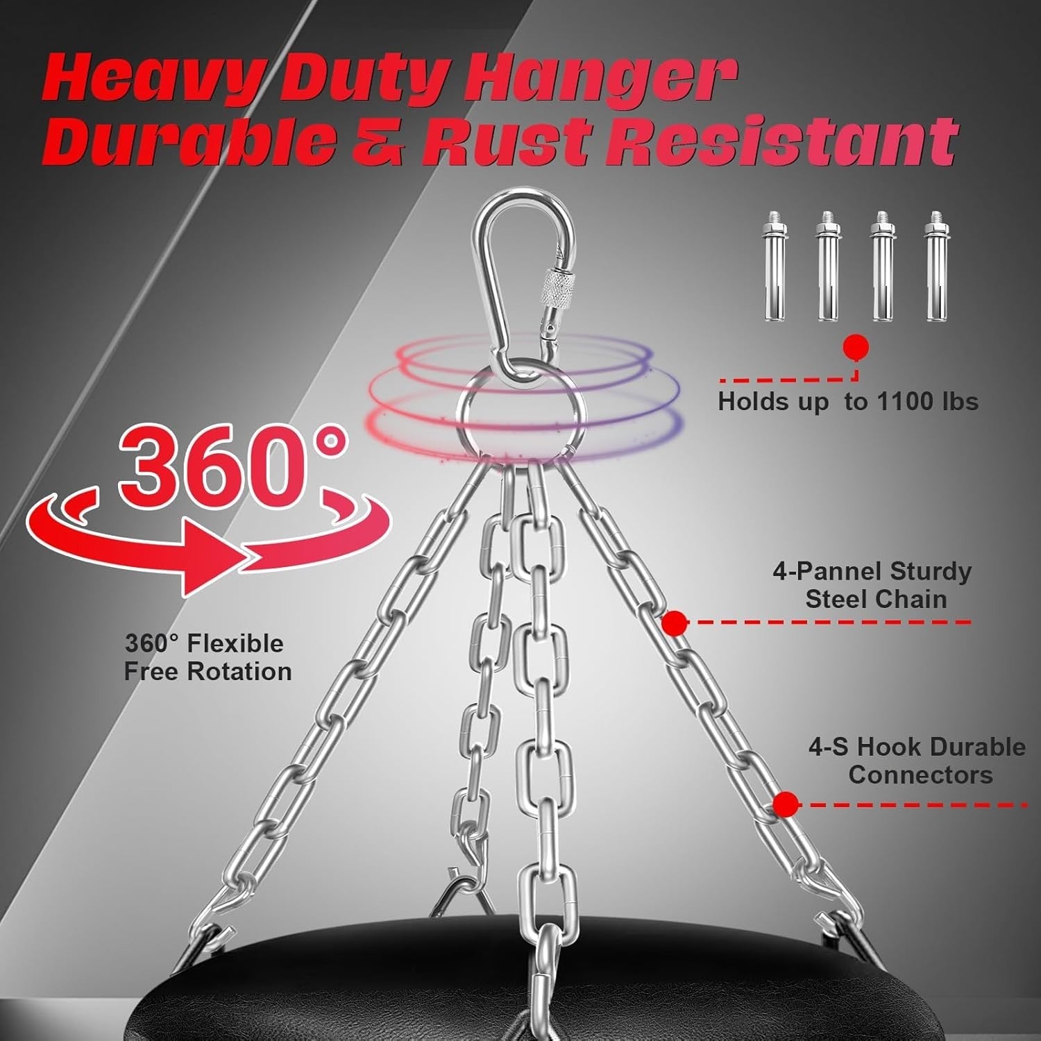 4ft Filled Hanging Punch Bag Boxing Training Kit Gloves Chains