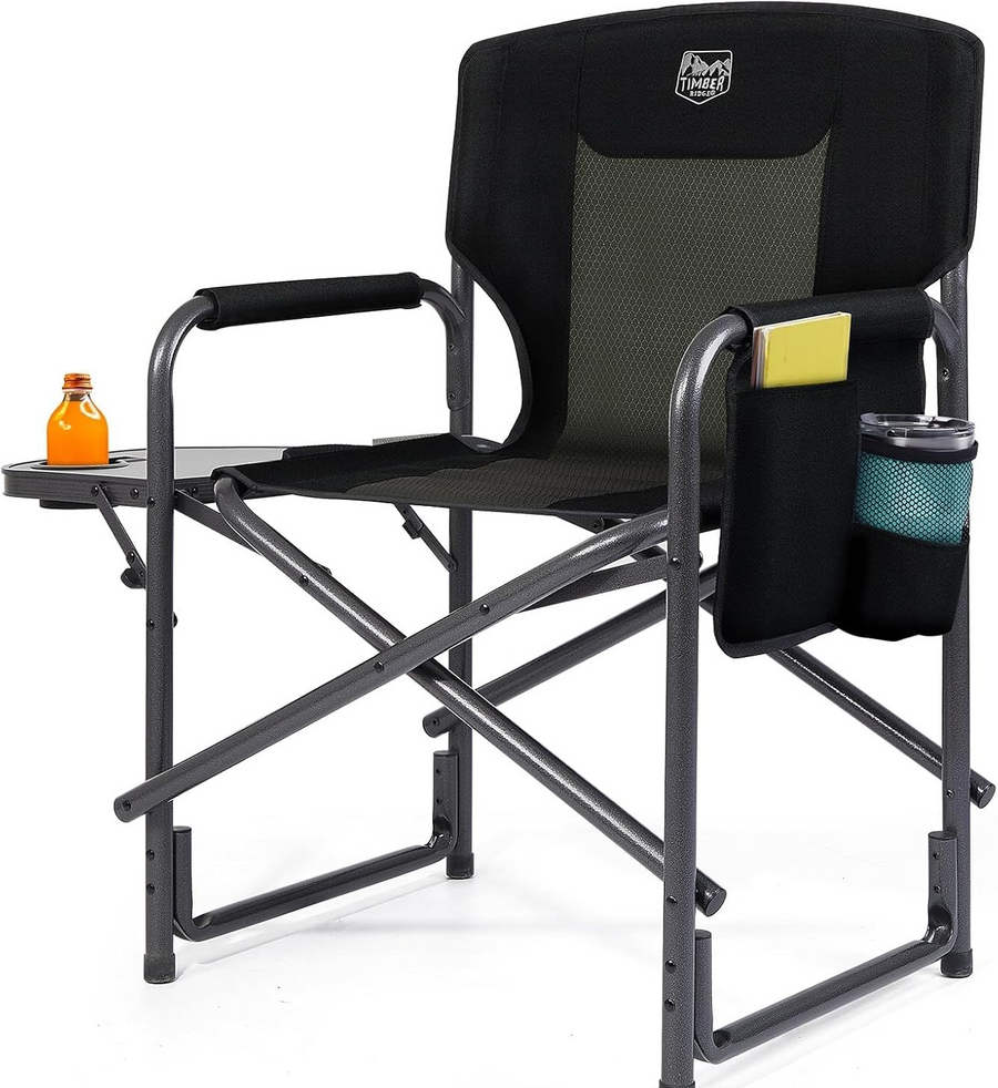 Heavy Duty Folding Camping Chair with Side Table & Cup Holder – Outdoor BBQ
