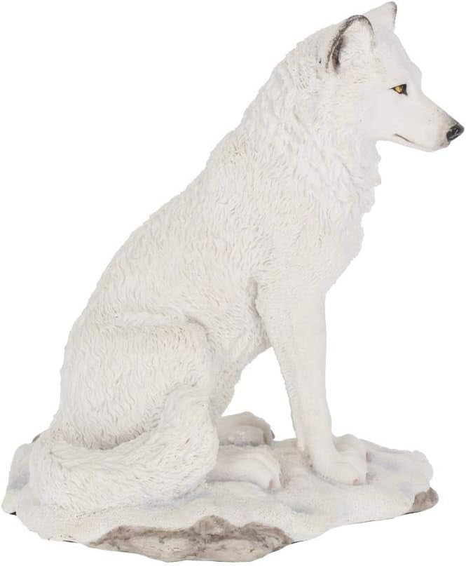 White Wolf Figurine 24cm Resin Ornament Nordic Animal Statue Hand Painted Decor