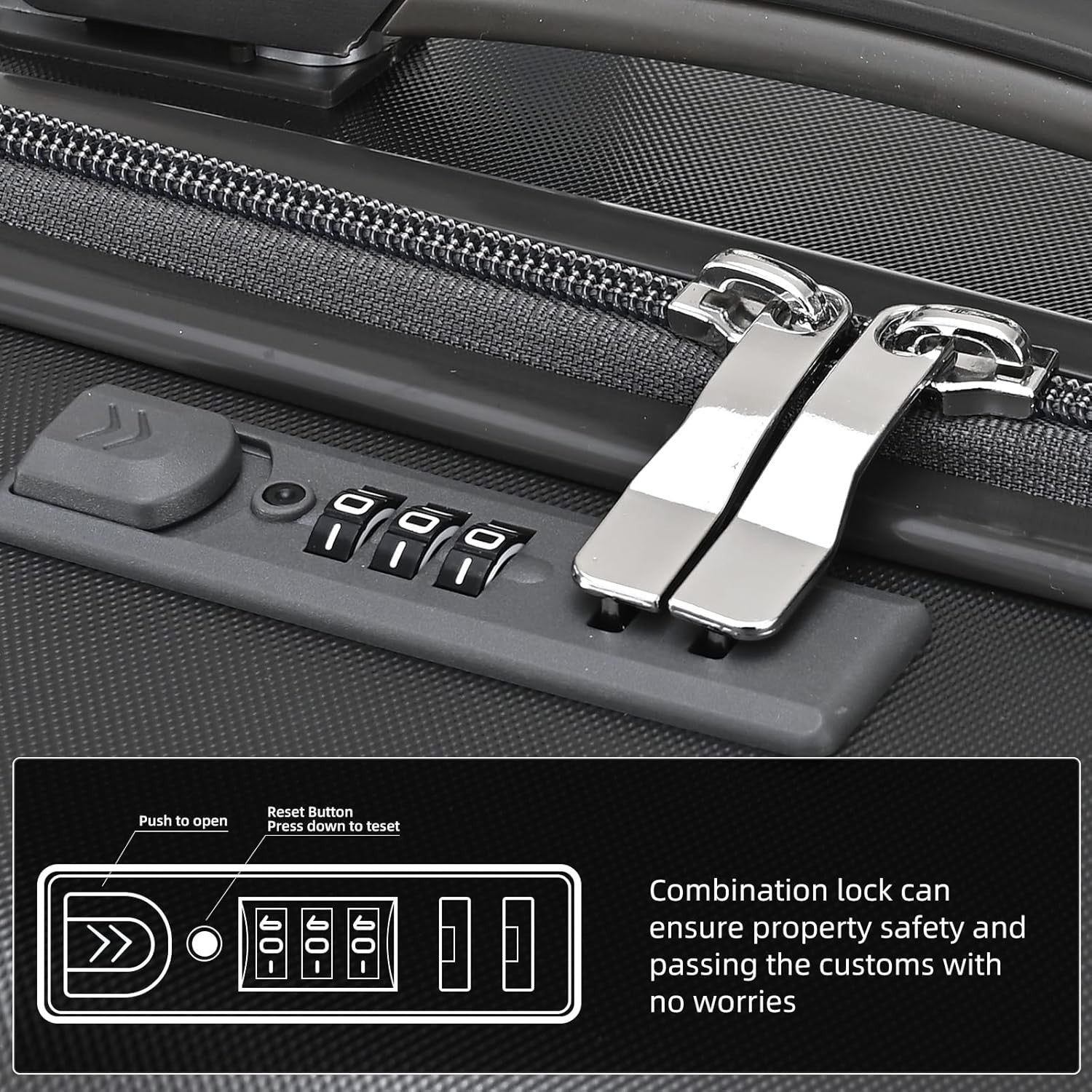 24 Inch Medium Hard Shell Suitcase PC ABS Lightweight Spinner Lock Grey