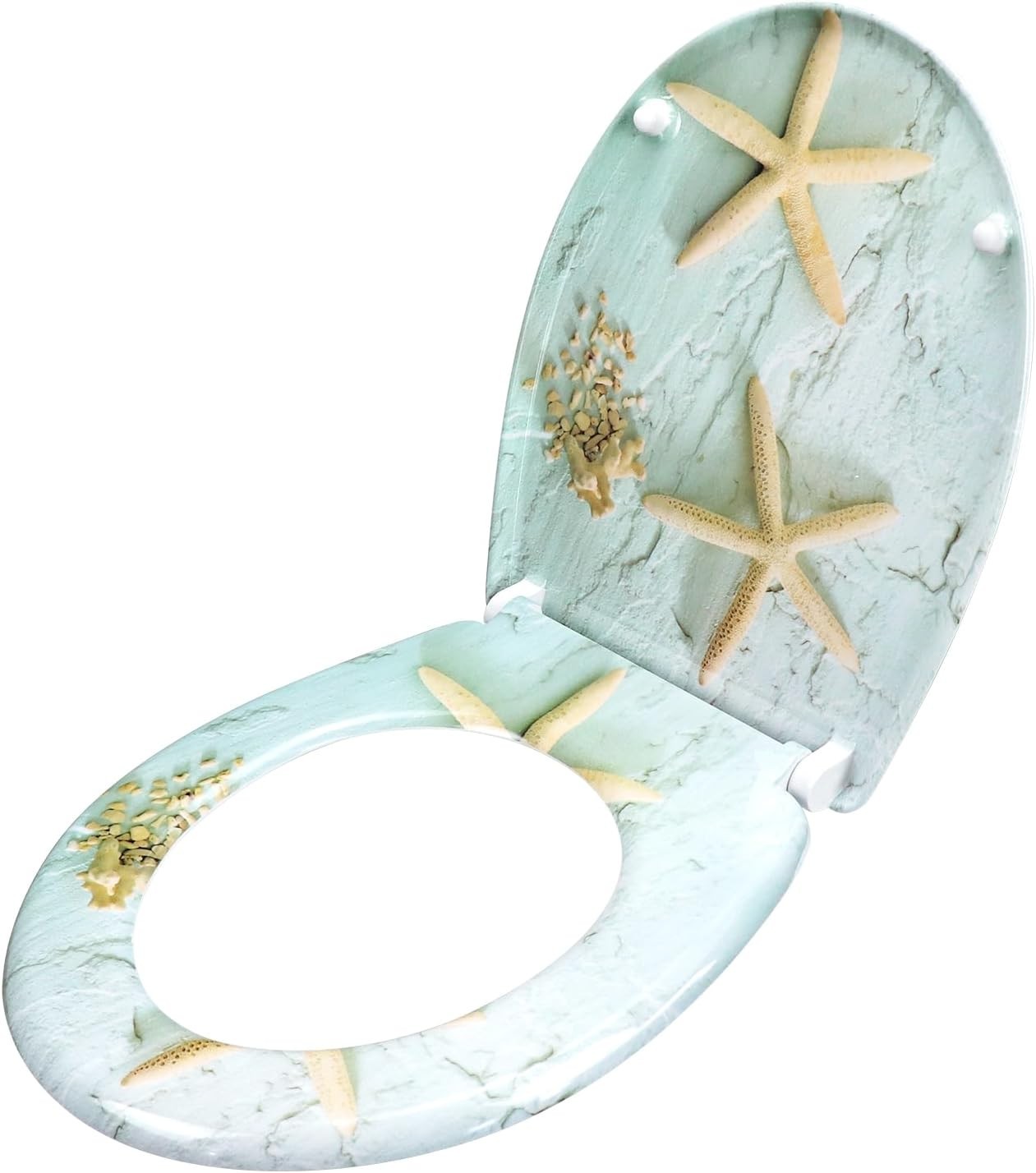 Soft Close Quick Release Toilet Seat Top Fixing Colourful Pattern 45x37cm