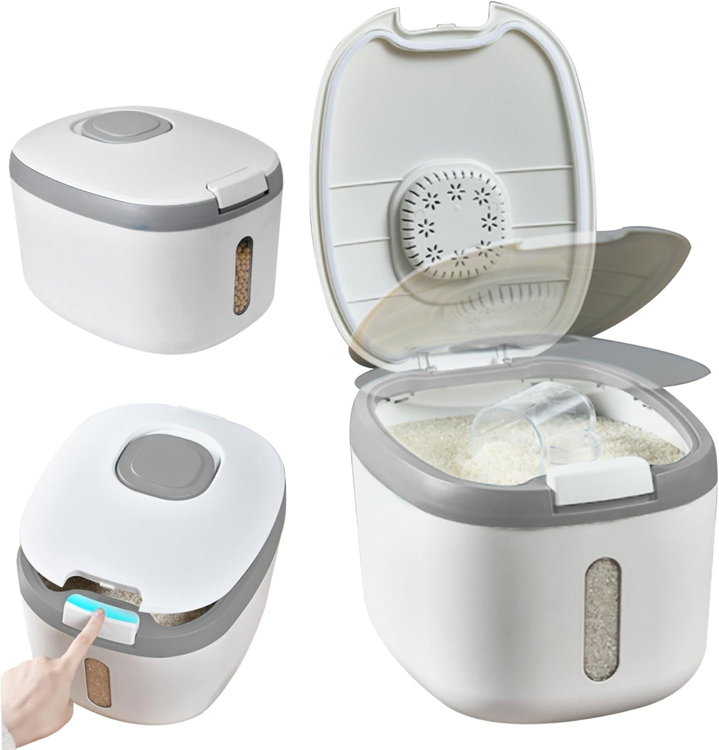 10KG Airtight Rice Storage Container BPA Free Dispenser with Measuring Cup