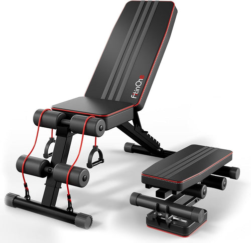 800LB Adjustable Weight Bench w Leg Extension Preacher Pad Home Gym