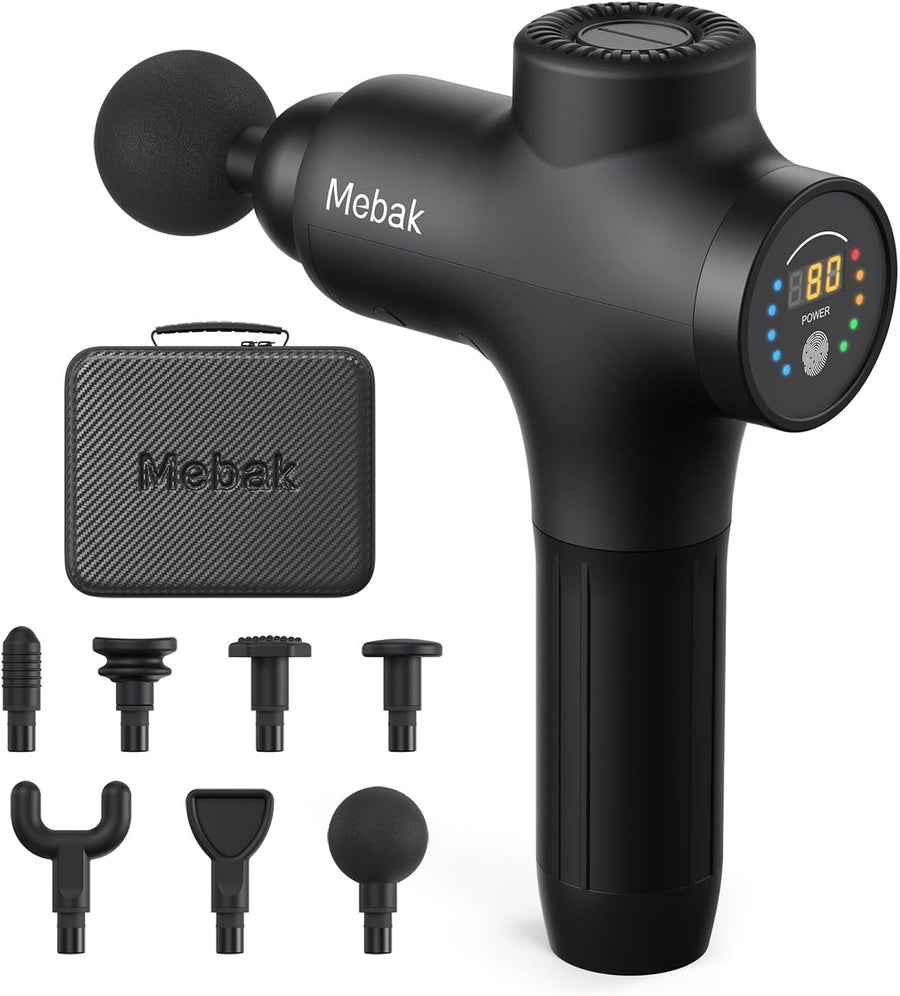 Deep Tissue Massage Gun 12mm Amplitude | Quiet Motor | 5 Speeds | 7 Heads Case