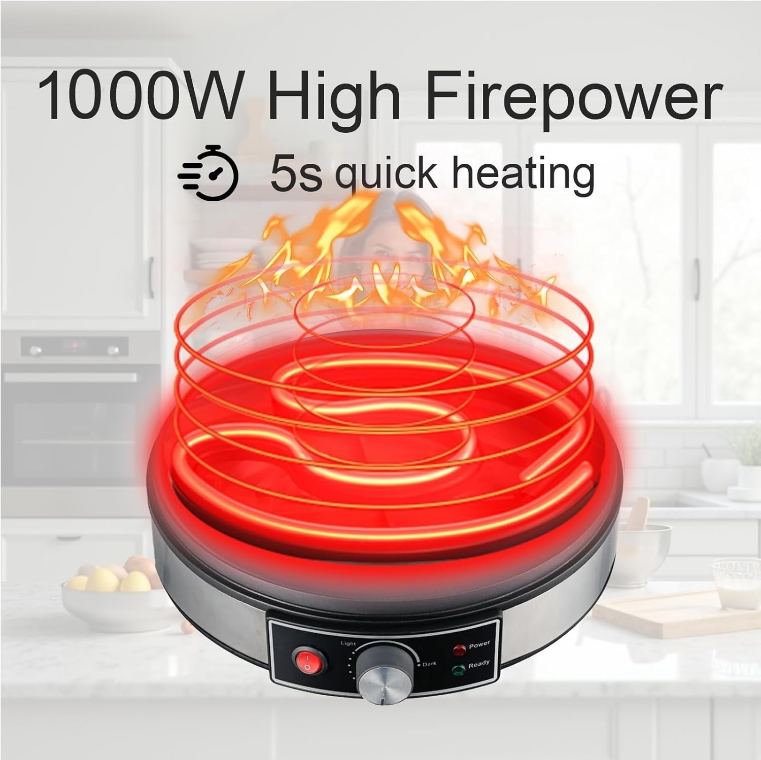 12" Electric Pancake & Crepe Maker – Non-Stick Adjustable Temp Breakfast Machine