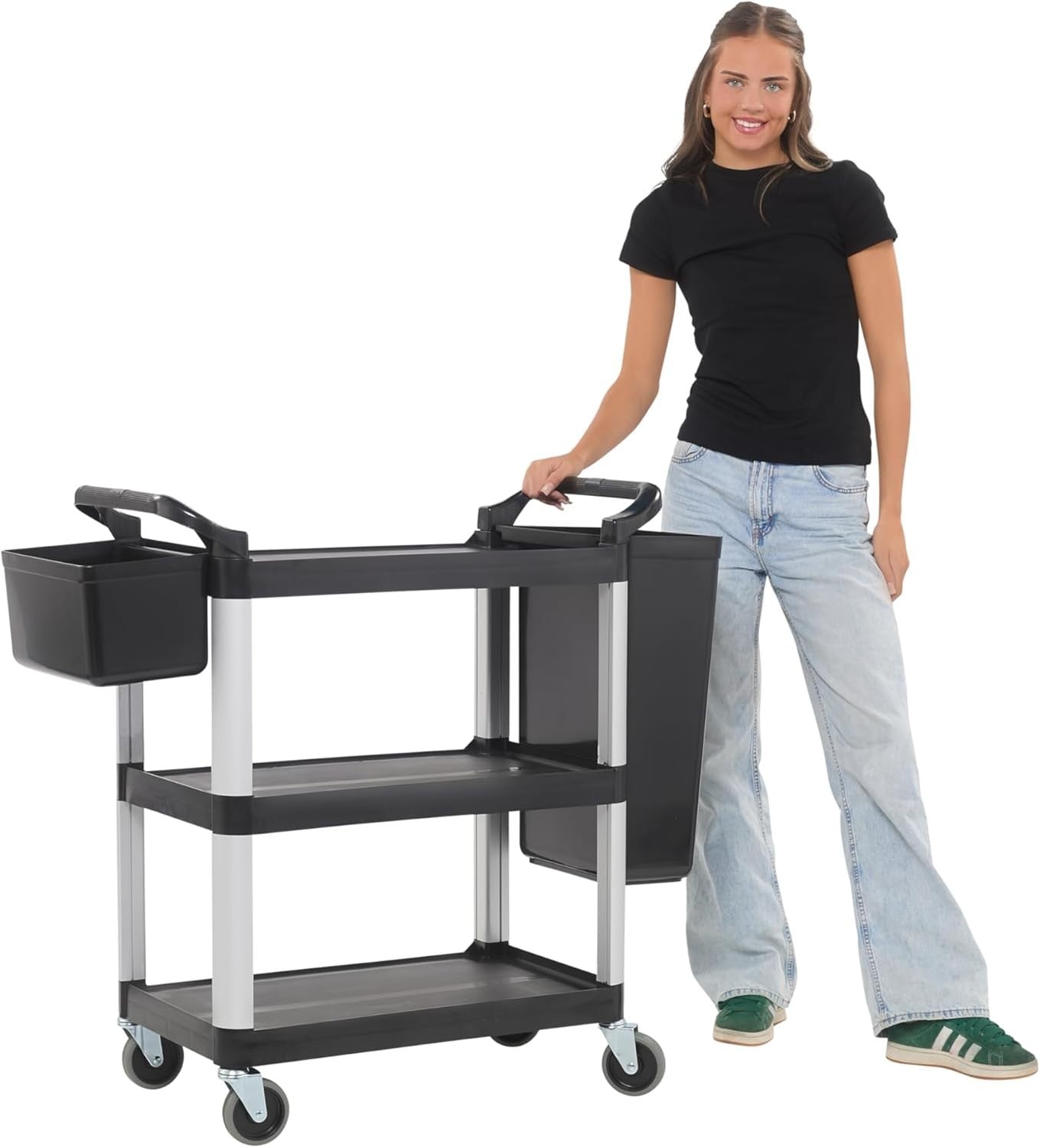 3 Tier Catering Trolley w/ Removable Bins Utility Cart