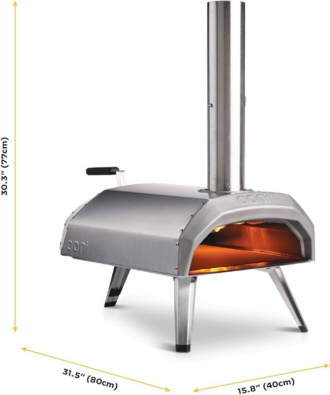 12" Dual Fuel Pizza Oven Outdoor Wood Gas Fired 500°C Stone Grill Maker
