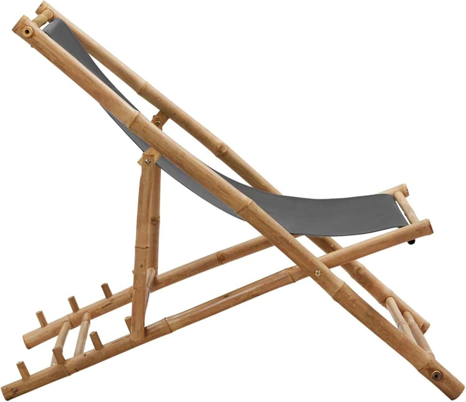 Adjustable Bamboo Deck Chair with Canvas Seat | Weatherproof Outdoor Lounger