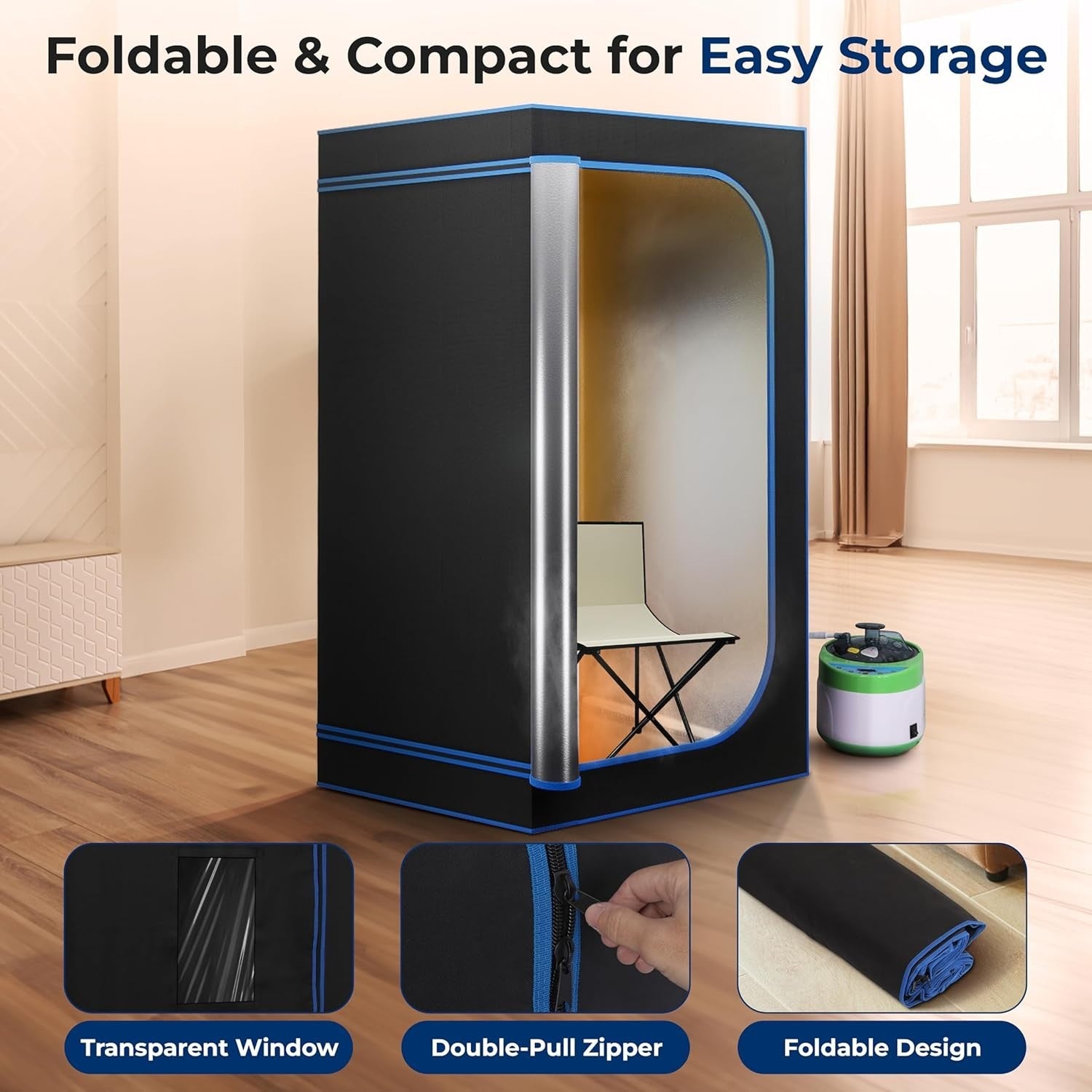 Portable Steam Sauna Tent – Infrared Home Sauna with Timer, Remote & Chair