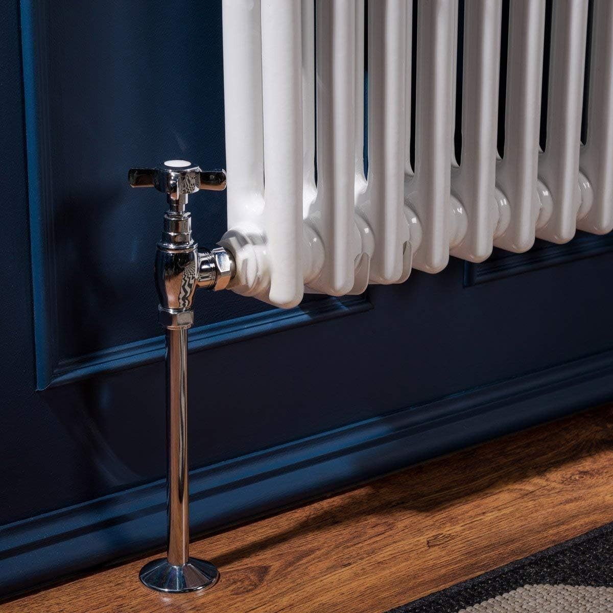 Double Column Horizontal Radiator 300x1460mm White Cast Iron Style