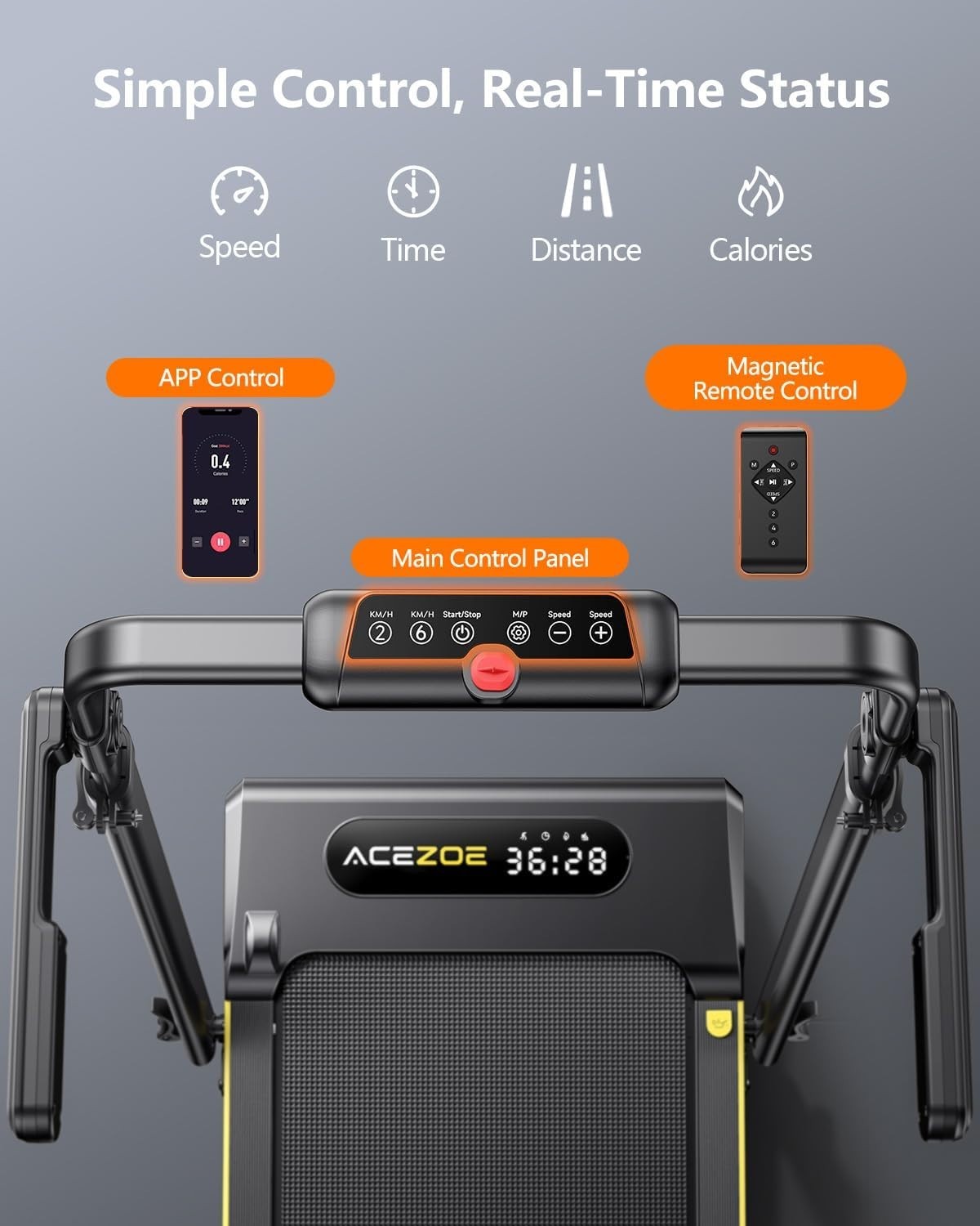 Foldable Treadmill Walking Pad 12KM/H Incline Home Office Fitness Gym