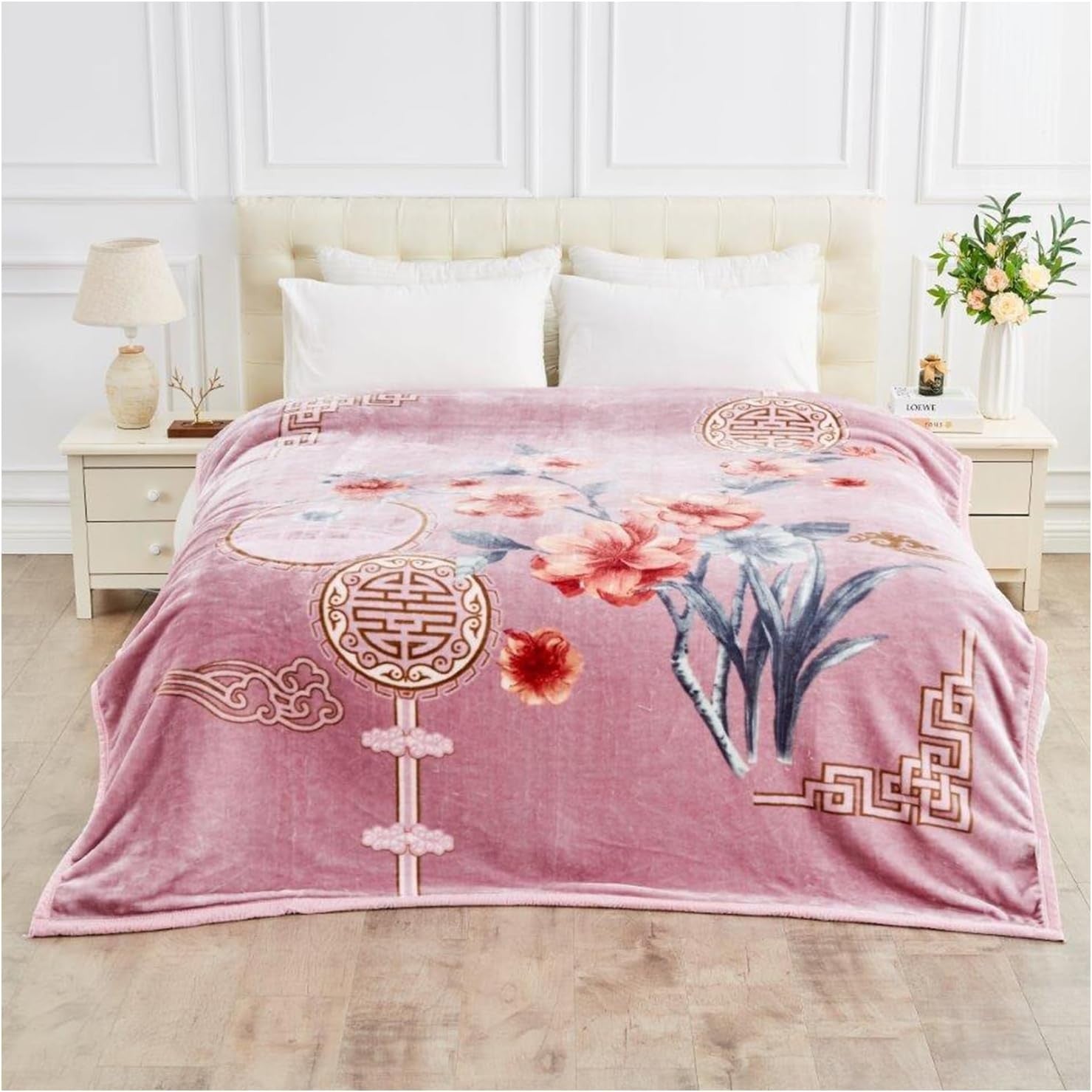 Heritage Flowers 5kg Heavy Fleece Blanket 200x240cm King Bed