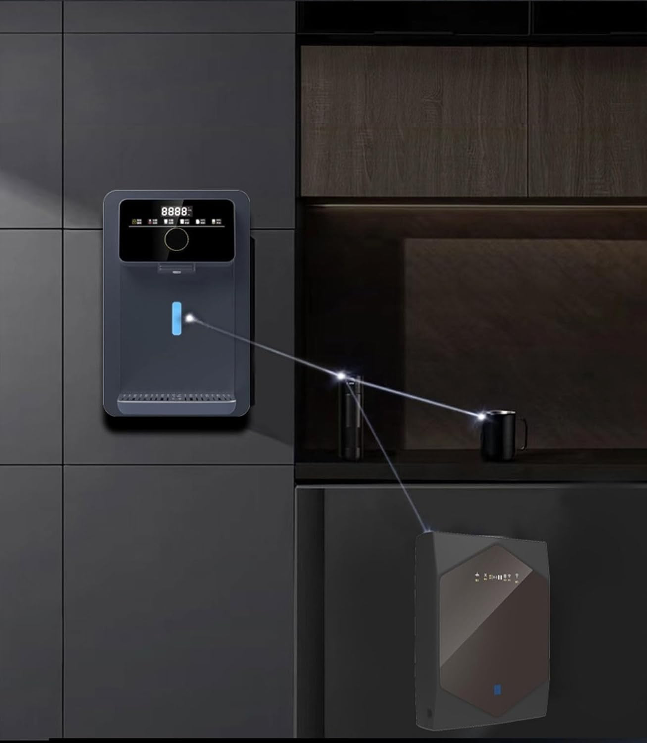 Mains Fed Hot Cold Water Dispenser Touch Screen Child Lock Countertop