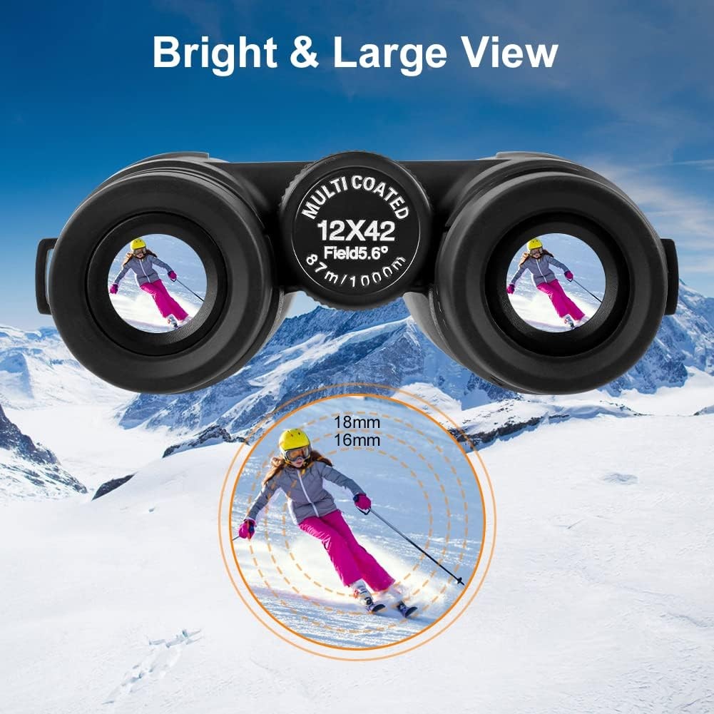 12x42 High Power Binoculars HD Waterproof Fogproof for Bird Watching Travel
