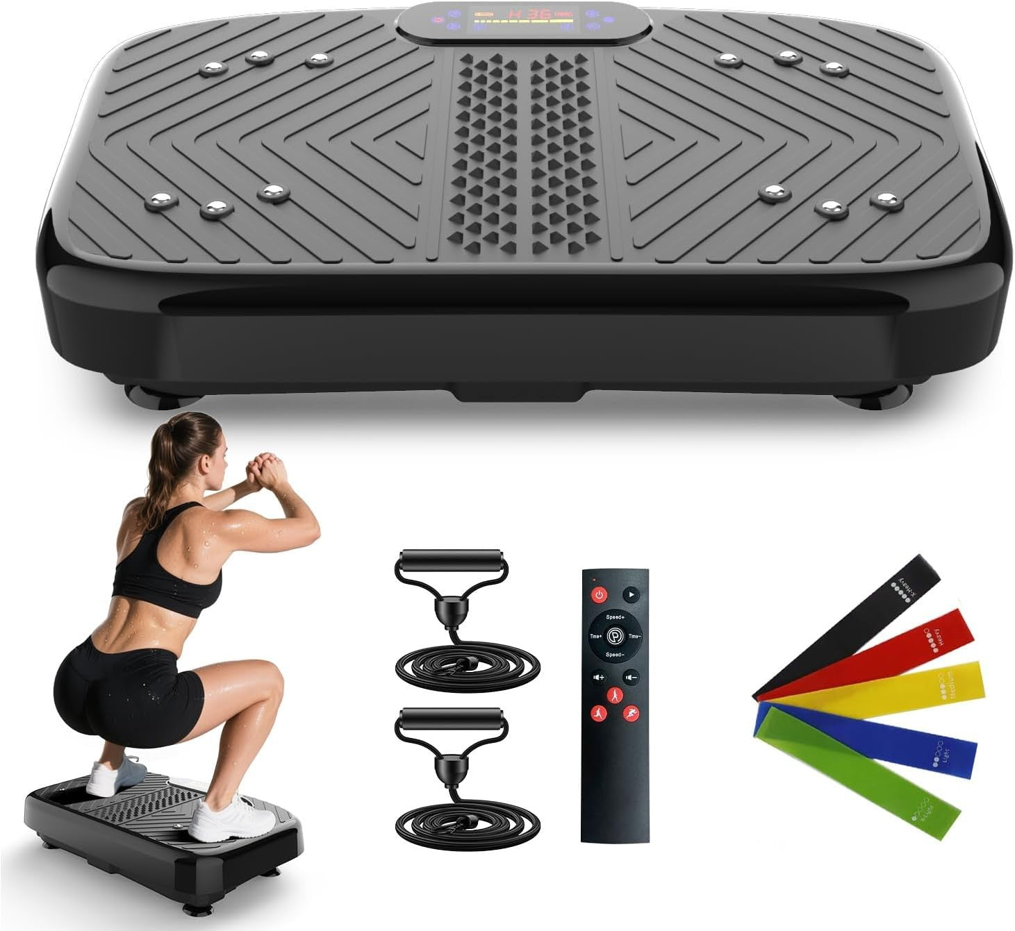 Vibration Plate Exercise Machine 199 Speeds Bluetooth 450LB Body Shaper