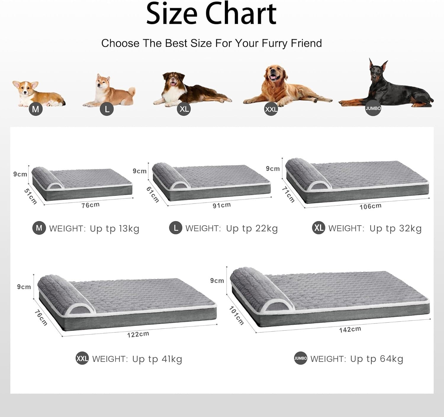 Extra Large Orthopedic Dog Crate Bed 142x101cm Foam