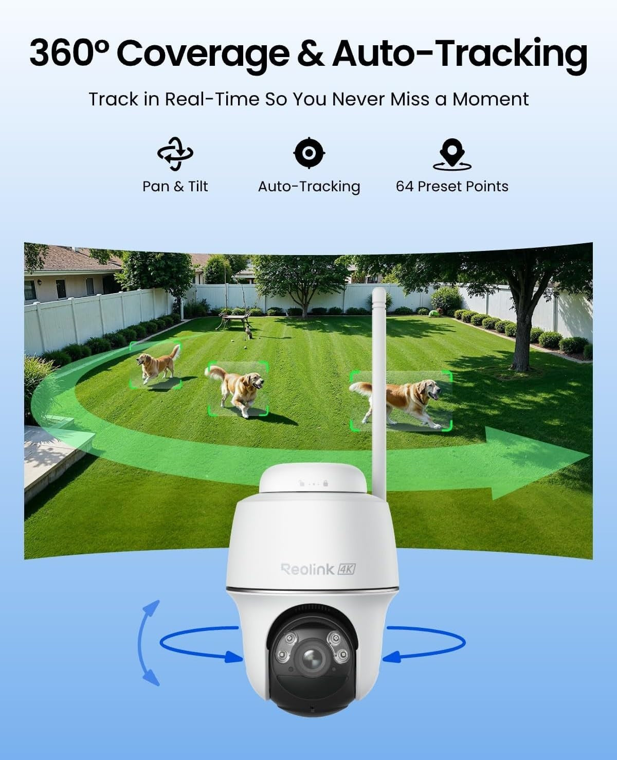 4K Solar Security Camera Wireless PTZ Color Night Vision Alexa
