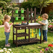 Outdoor Wooden Mud Kitchen Kids Garden Playset Sink Pots Toy
