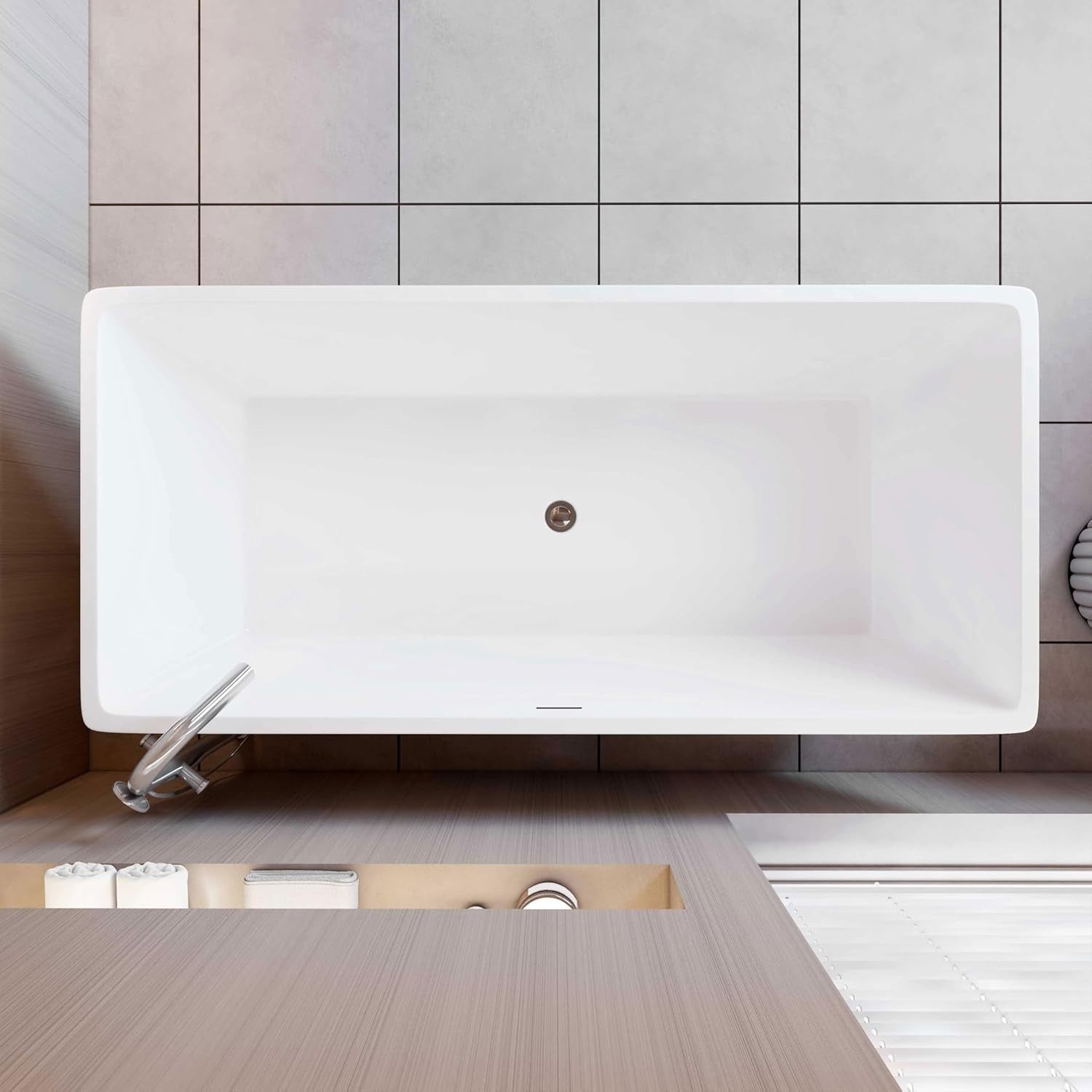 1700x800mm White Double Ended Freestanding Acrylic Shower Bath Modern
