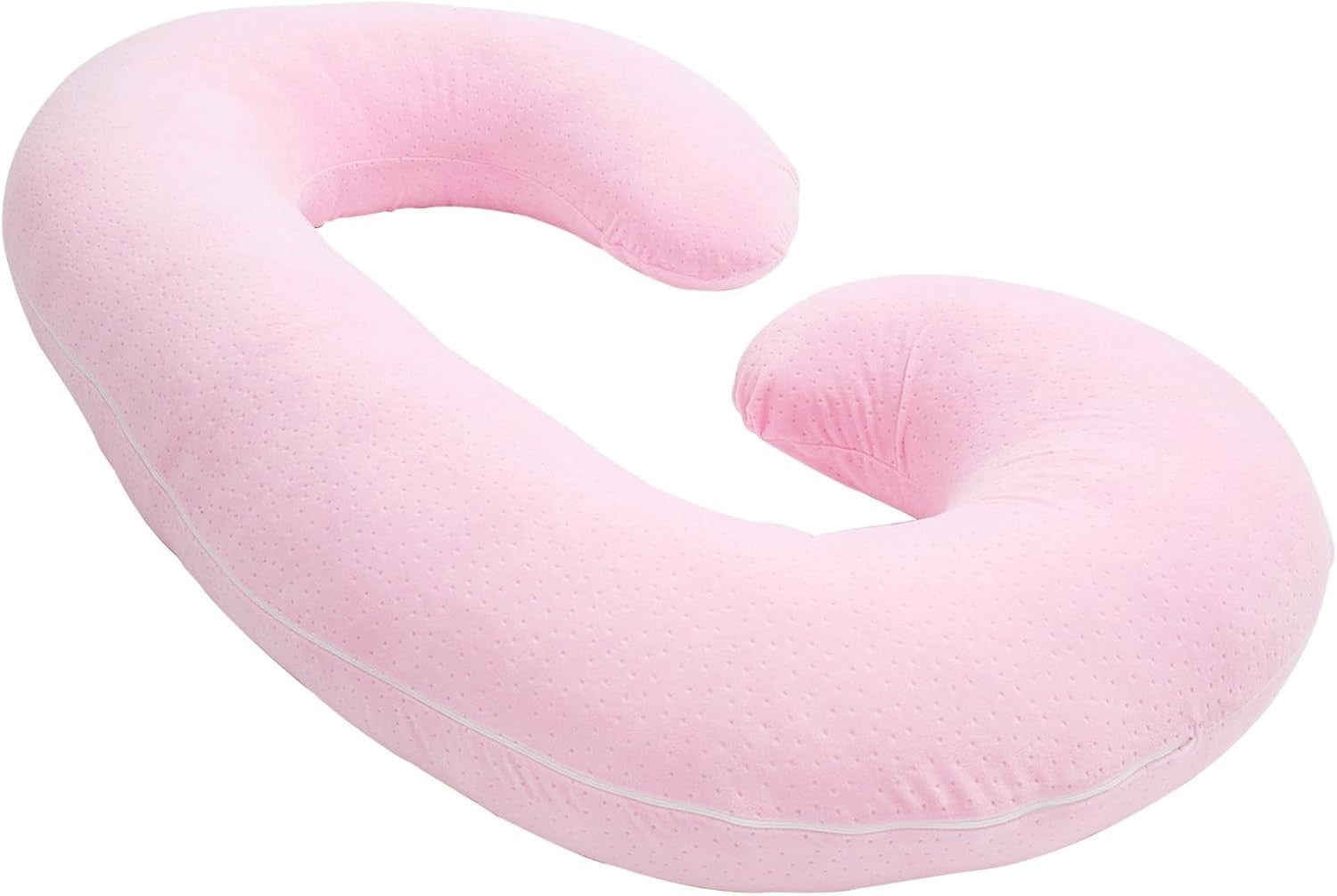Pregnancy Pillow Cover C Shape Maternity Pillowcase Soft Washable 37” Pink