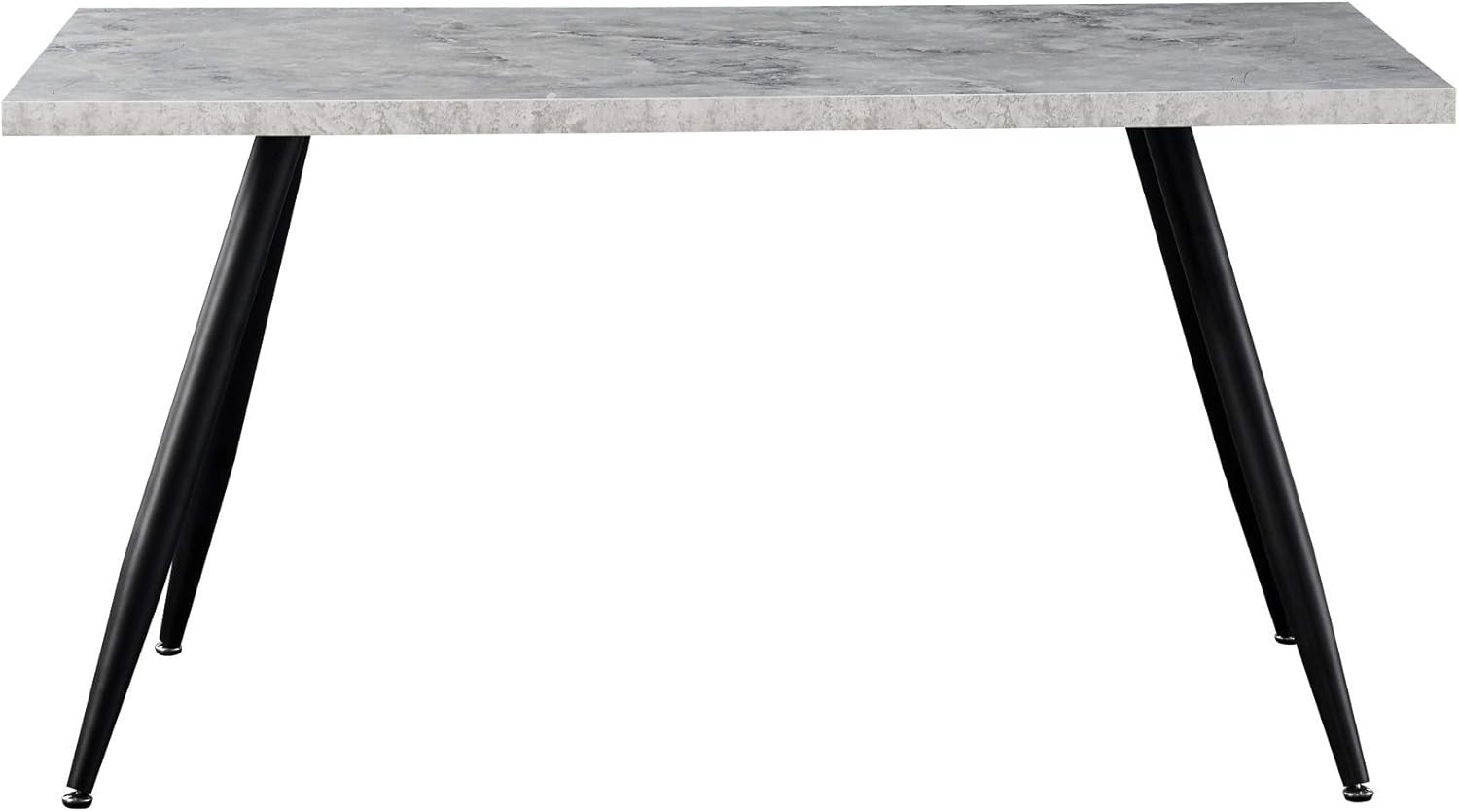 Modern Grey Dining Table 150cm Black Metal Legs – Kitchen & Home Use