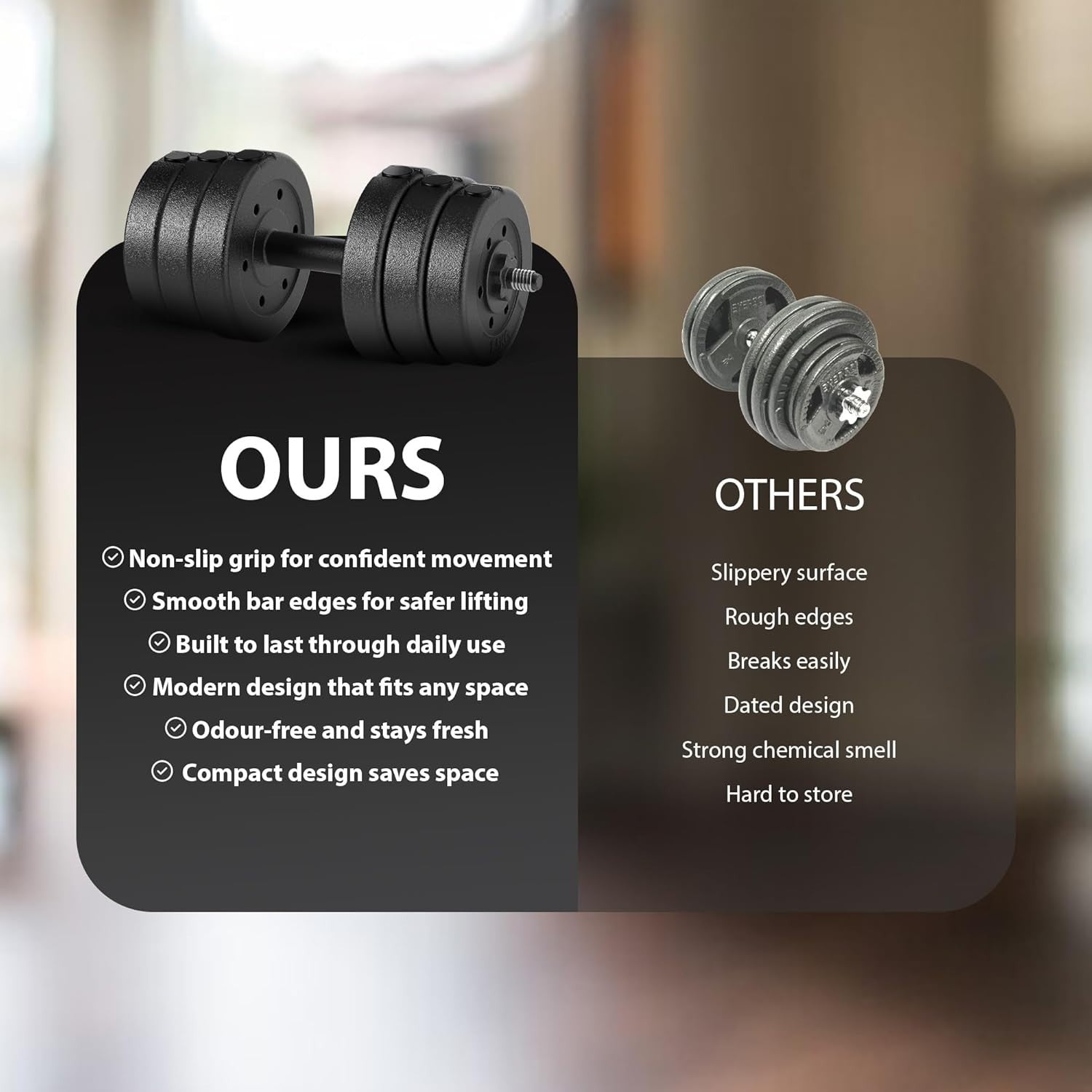 30KG Adjustable Dumbbells Set Pair Anti Slip Home Gym Strength Weights