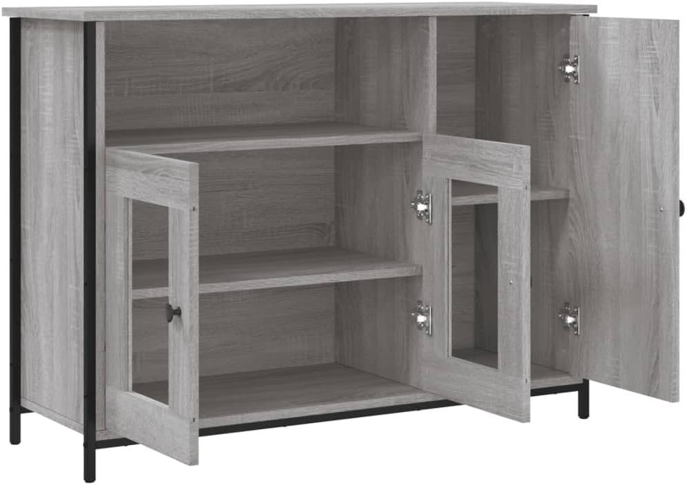 Modern Grey Sideboard Cabinet Storage Unit with Doors Shelves 100cm