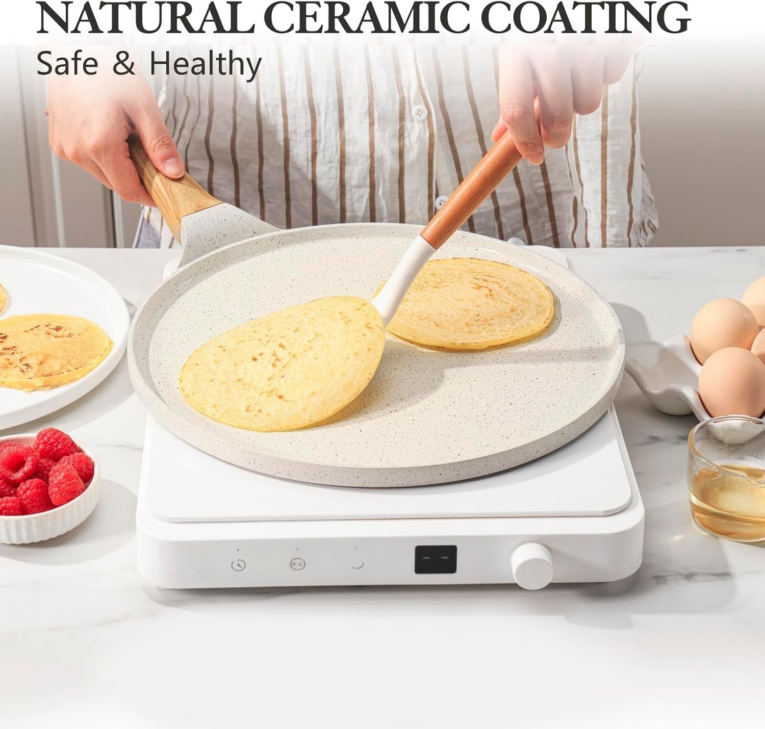 Non-Stick 30cm Pancake Pan | Swiss Granite Crepe Dosa Skillet Oven Safe