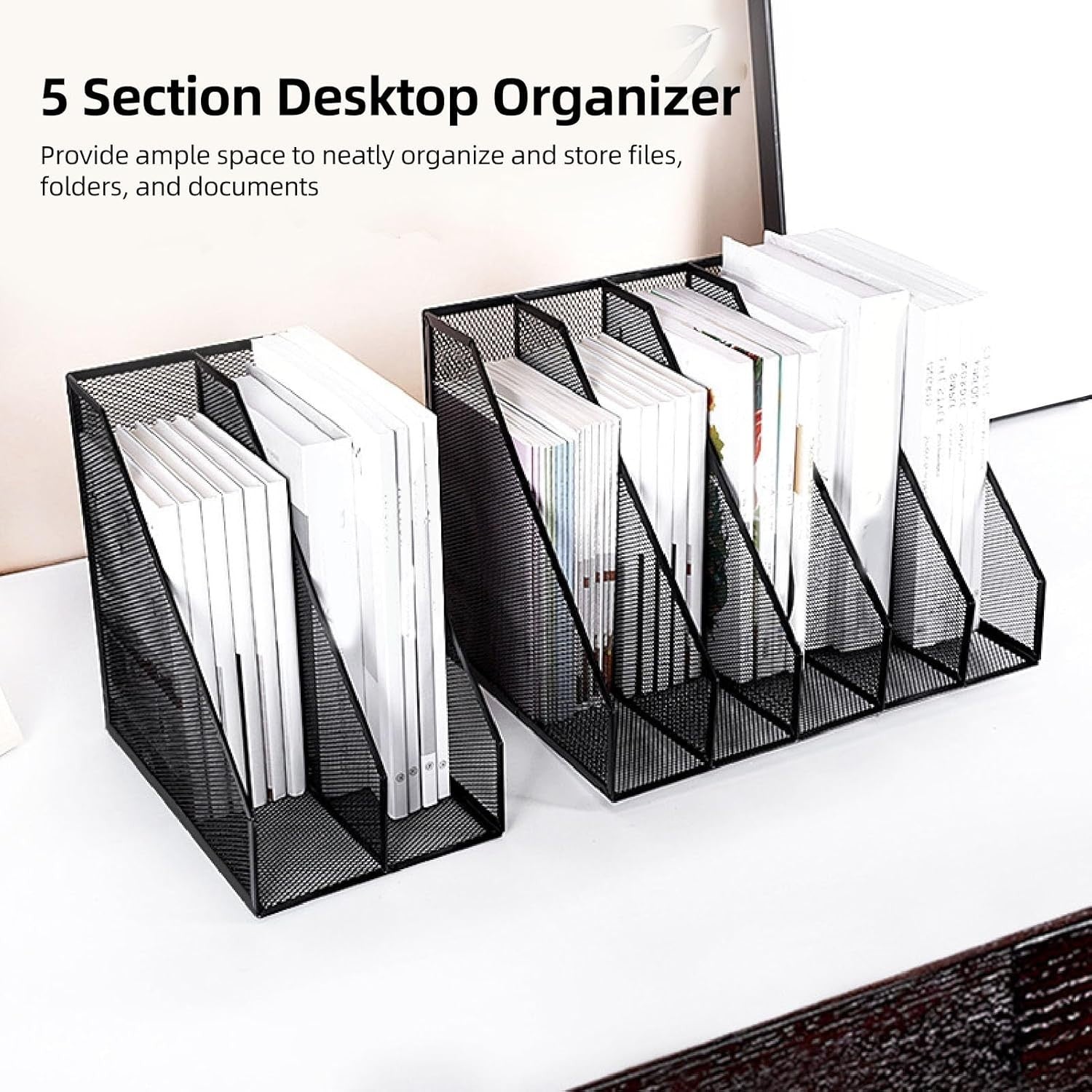 5-Tier Desk File Organizer | Vertical File Holder | Office Desktop Storage