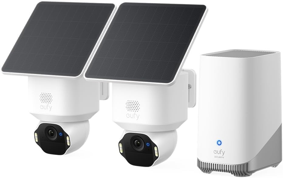 4K Solar Security Camera Kit 2 Cam PTZ AI Tracking 16TB Storage