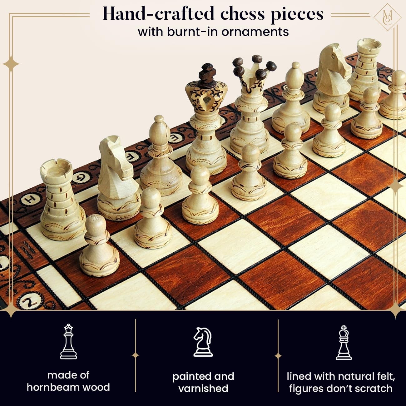 54cm Handmade Wooden Chess Set | Large Portable Board & Classic Pieces | Luxury