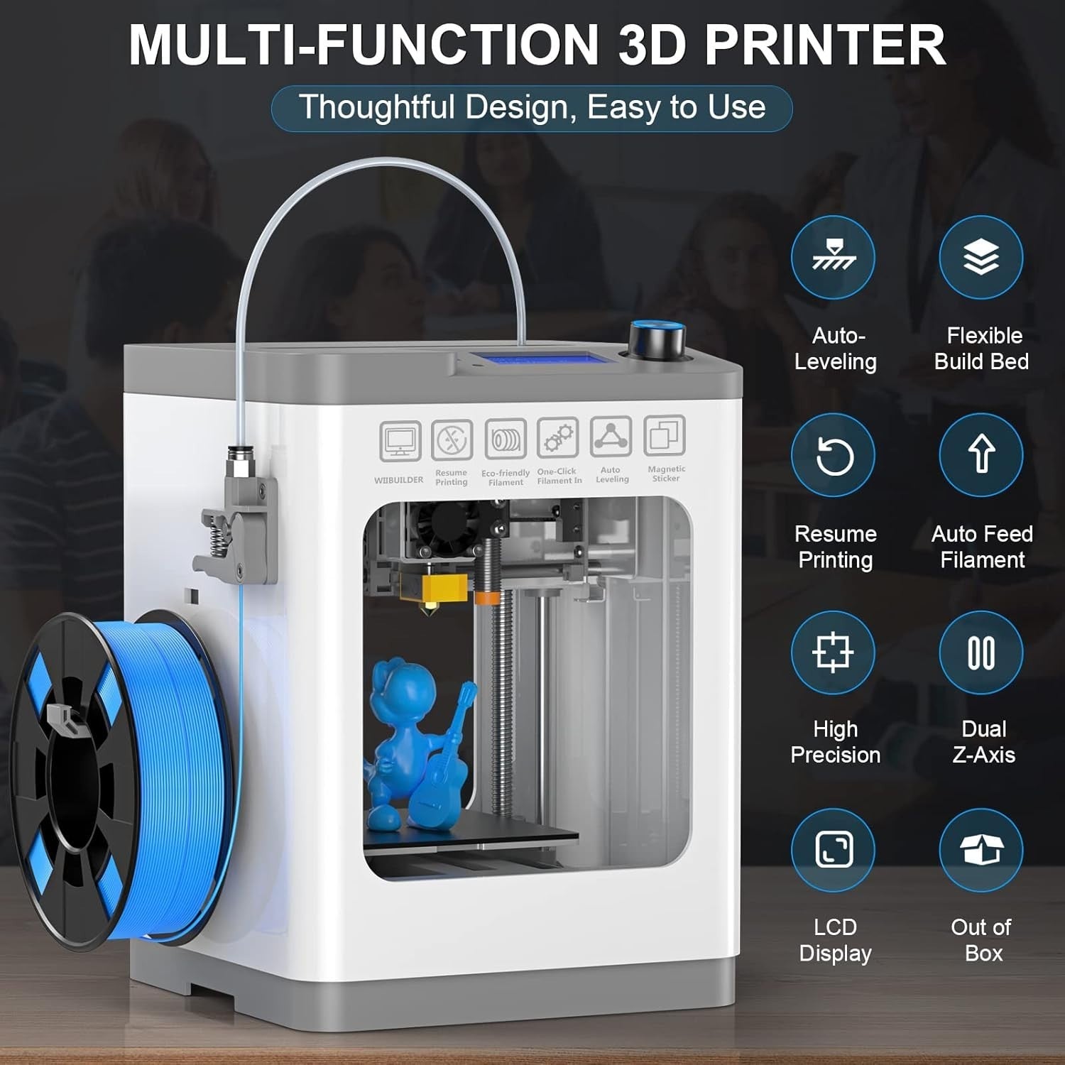 Auto Level Mini 3D Printer Beginner Ready Resume Print Magnetic Bed LCD