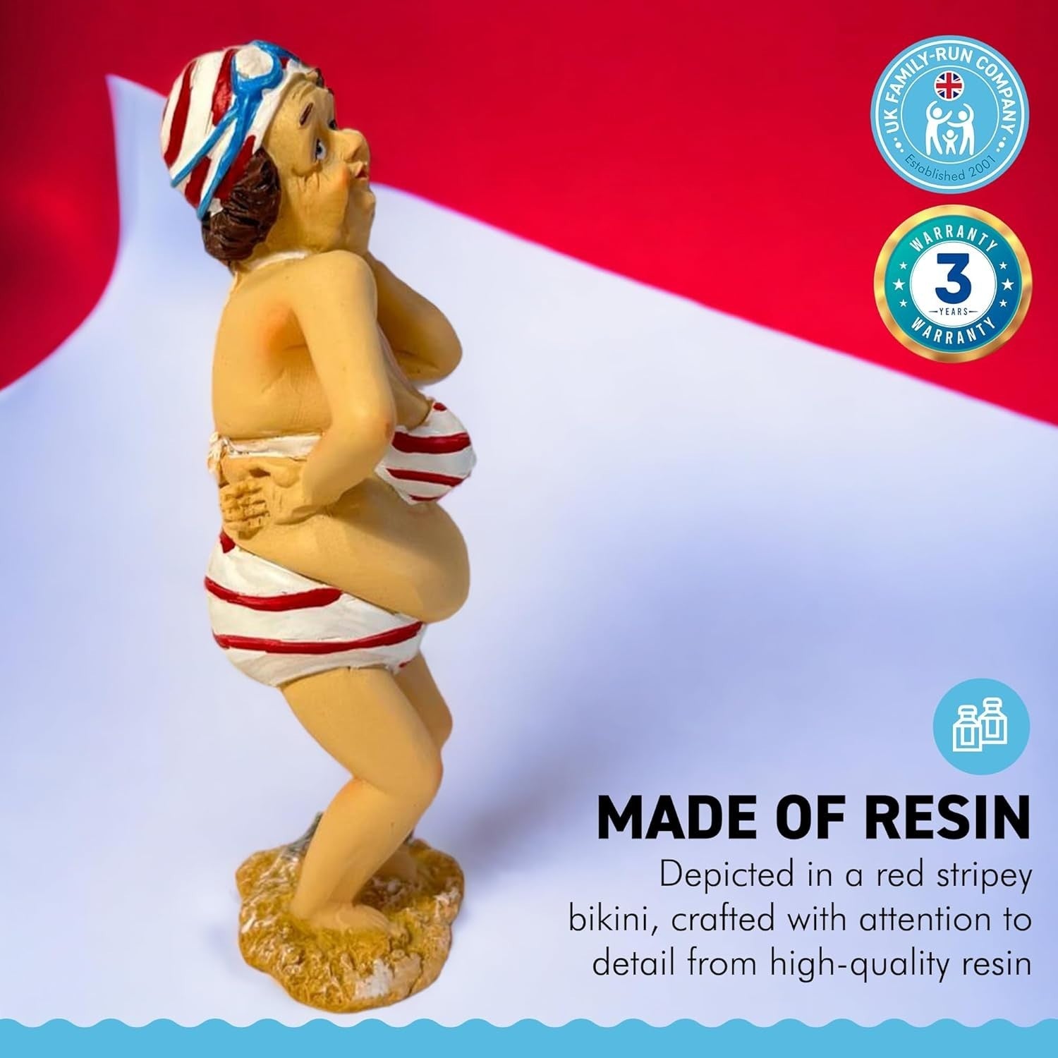 Funny Beach Lady Figurine | 15cm Swimmer Ornament | Bathroom Seaside Decor Gift