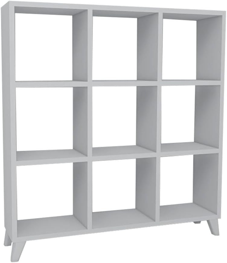 White 9-Cube Bookcase Storage Unit with Legs | Modern Display Shelf Organiser