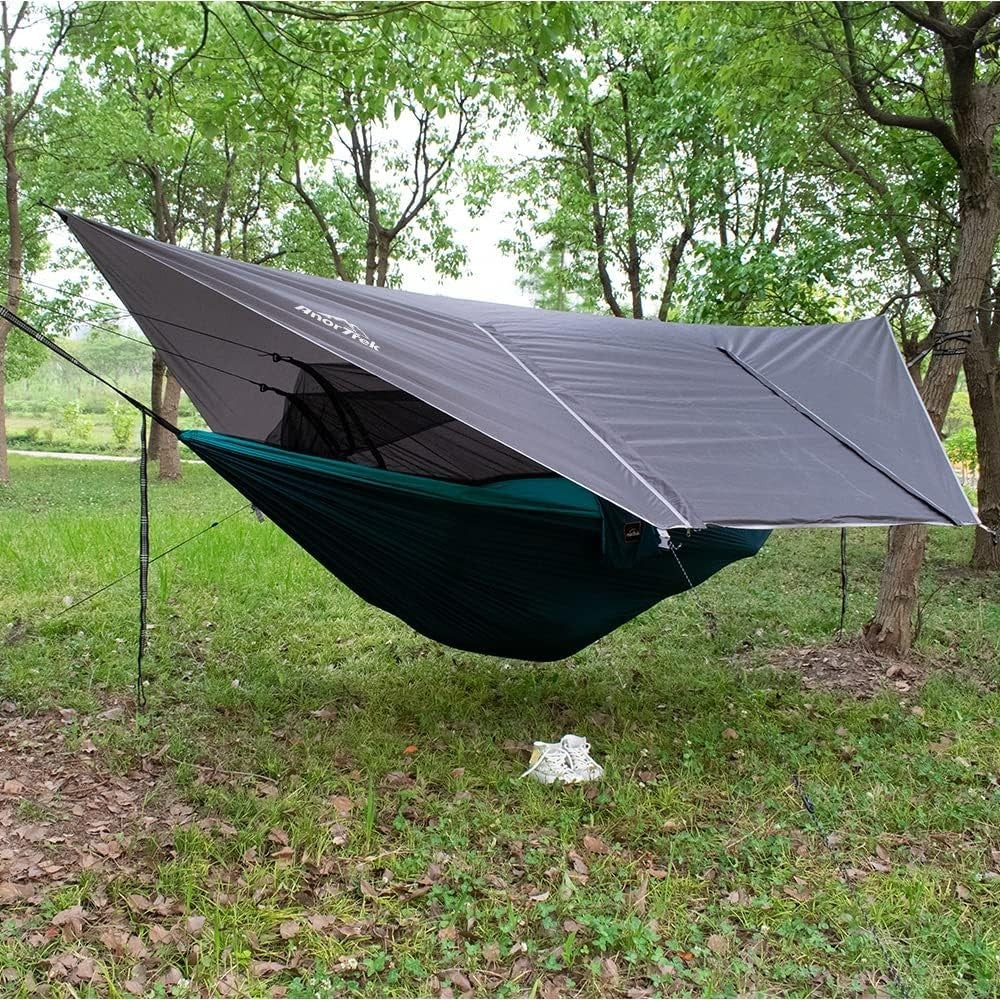 Camping Hammock Tent Blue 2-Person | 118x78in Bug Net + 138x114in Rainfly