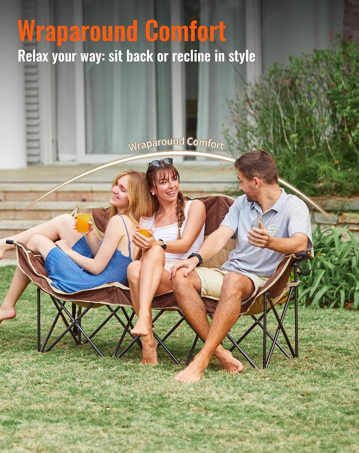 3 Seater Folding Camping Sofa Chair Heavy Duty Outdoor Garden Seat 300kg