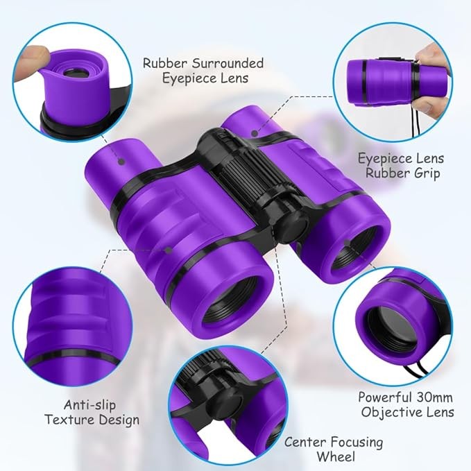 Kids 4x30 Shockproof Binoculars Purple | Outdoor Learning Toy Ages 3–12