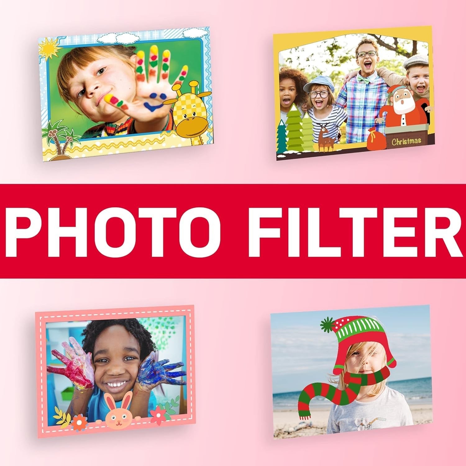 Kids Instant Print Camera HD Video Selfie Camera 2.4" LCD Pink Toy