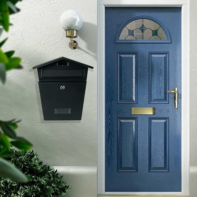 Lockable Wall Mount Mailbox Waterproof Steel Post Letter Box Secure Holder