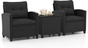 3PC Rattan Garden Furniture Set Chairs & Table Outdoor Patio Balcony