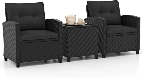3PC Rattan Garden Furniture Set Chairs & Table Outdoor Patio Balcony