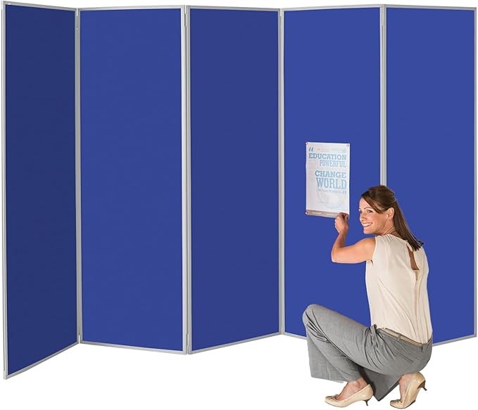 Royal Blue 5-Panel Folding Room Divider 180×300cm | Office & School Partition
