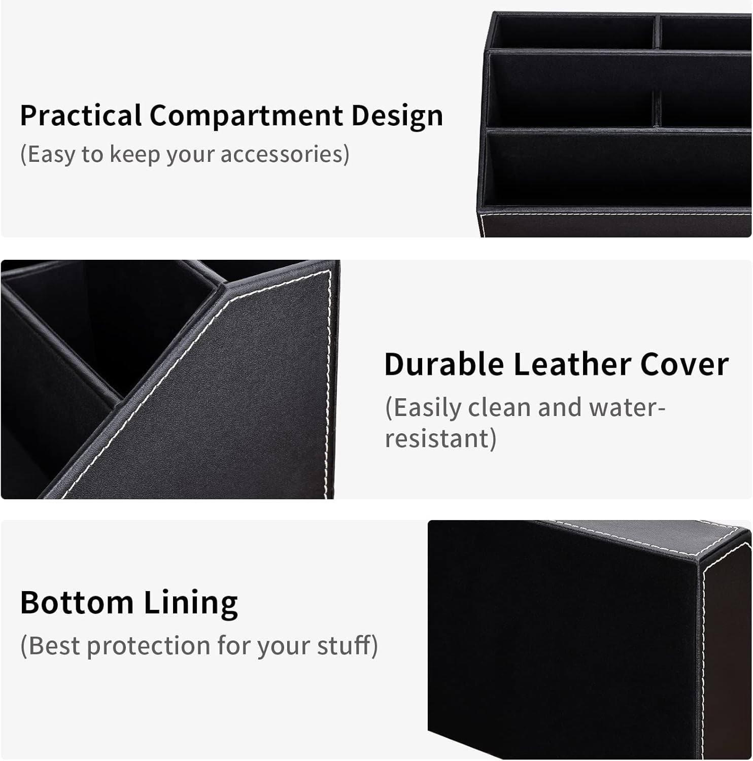 Black Multi-Compartment Desk Organizer – Pen, Phone & Office Tidy