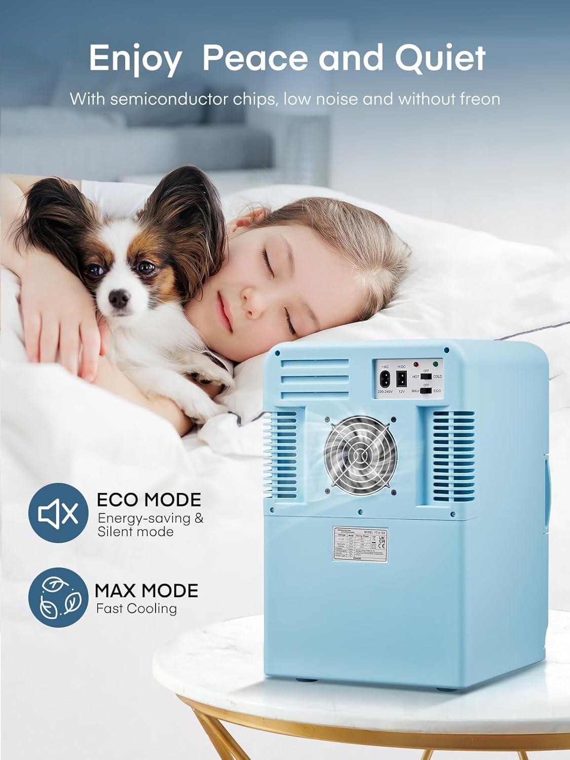 15L Mini Fridge Portable Cooler & Warmer Blue 12V/240V Compact