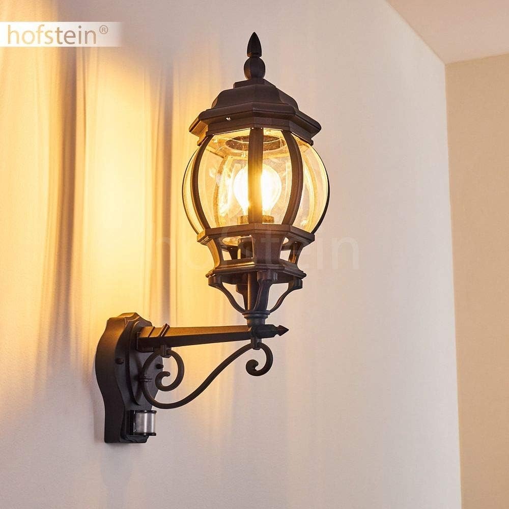 Hofstein Lentua Outdoor Wall Light w/ Motion Sensor – Black IP44