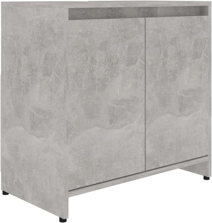 Concrete Grey Under Sink Bathroom Storage Cabinet Cupboard 60x35x61cm
