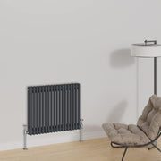 Horizontal Cast Iron Radiator 600x830mm Double Panel Anthracite Heating